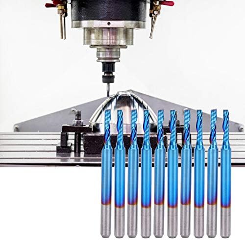 Bit de roteador CNC, moagem de moagem de lâmina de lâmina nano azul com revestimento de tungstênio cortador de moagem azul 10pcs com caixa de armazenamento para moagem de perfuração de gravura