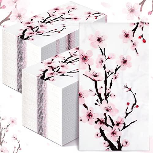 200 PCs Floral Cherry Blossoms Gabinetes de papel hóspedes toalhas de mão para banheiro toalhas de papel