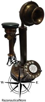 Vintage Antique Brass Rotaria Dial Candle Stick Brown Antique Telephone Collectible Decort