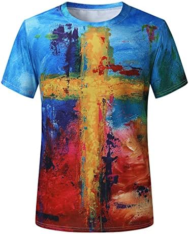 XXBR Mens Soldier T-shirts de manga curta, 2022 Fé de verão Jesus Cross Print Slim Fit Athletic Muscle