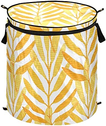 Ação de Graças folhas amarelas cesto de lavanderia com tampa com zíper cesta de roupa dobrável com