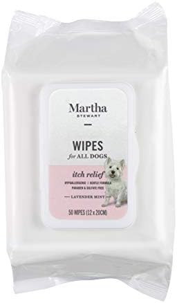 Martha Stewart para Pets Puppy Wipes em toranja | Limpos hipoalergênicos de cães de cão | Grandes