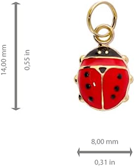 Lucchetta - Lucky Red Ladybug Pinging em ouro amarelo de 14 kt, esmaltados à mão, encantos de 14k para colares de pulseiras, garotas femininas, XD4164 -SC55