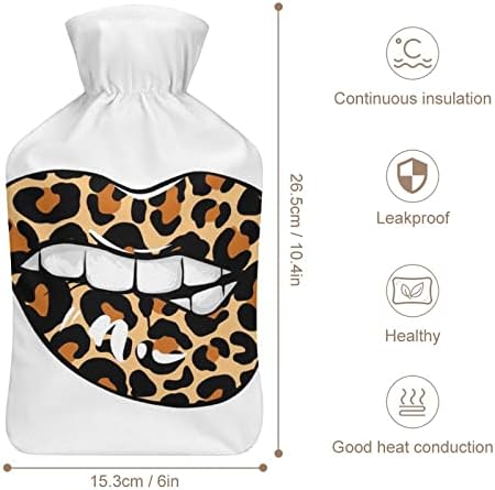 Boca de água de leopardo garrafa de água quente com tampa macia para compressa quente e alívio da dor na terapia