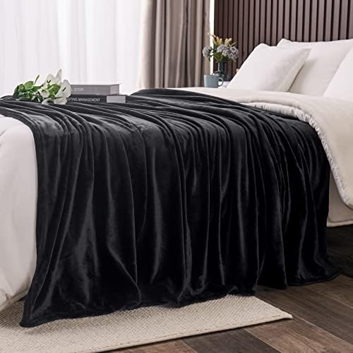 Cobertor de arremesso preto nmosyni Fleece preto para sofá, cobertor difuso anti-estático, cobertor