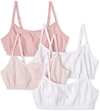 The Children's Place Girls 'Bralette 4-Pack, Pink/White-4 pacote, grande