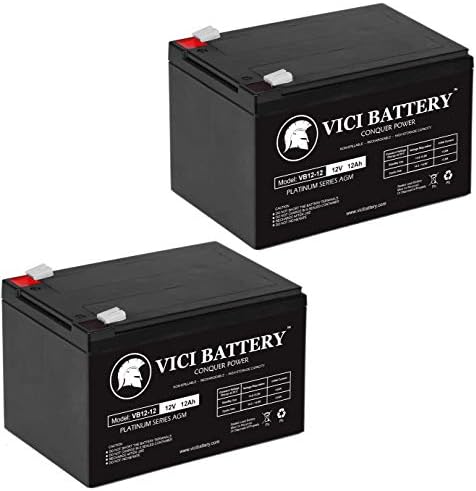 Vici Battery VB12-12 - 12V 12AH F2 SLA AGM Bateria recarregável de ciclo profundo - Produto de marca de 2 pacote