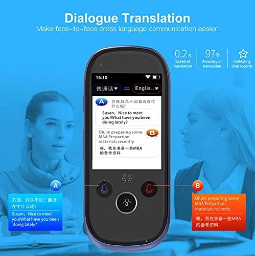 Iuljh K1 Pro Smart Voice Translator Dispositivo com tela de toque de 2,4 polegadas Wi -Fi/Hotspot Connection/Offline