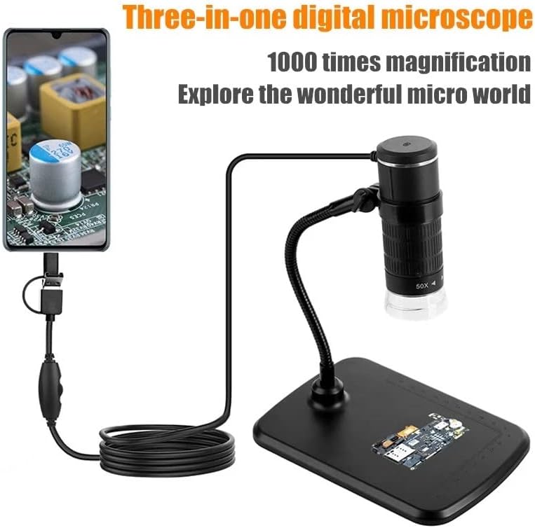 YDXNY 1000X Microscópio digital 1080p Microscópio de alta definição Vídeo da câmera do telefone inteligente para exibição de slides de soldagem de PCB etc.