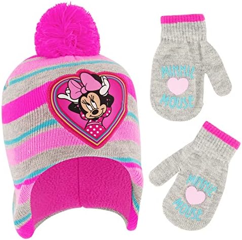 Disney Girls Minnie Mouse Toddler Girl Winter e Mitten Set Beanie Hat, Minnie Mouse, 2-4t Us