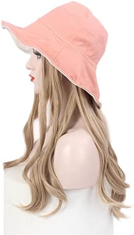 Douba Wig Hat Hat Hat Hat Sombra Rosa peruca Longo Longo Golden Wig Hat Uma Personalidade Elegante