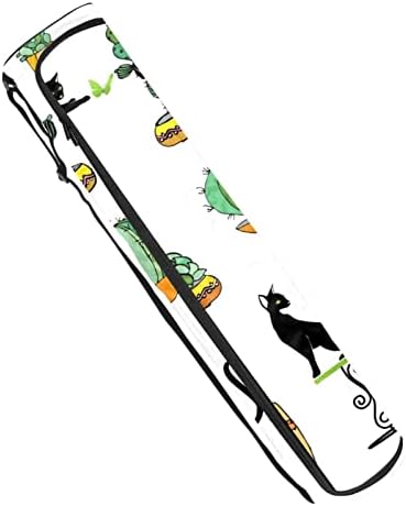Bolsa de tapete de ioga ratgdn, cactos de abacaxi gatos exercícios portador de tapete de yoga saco de transporte