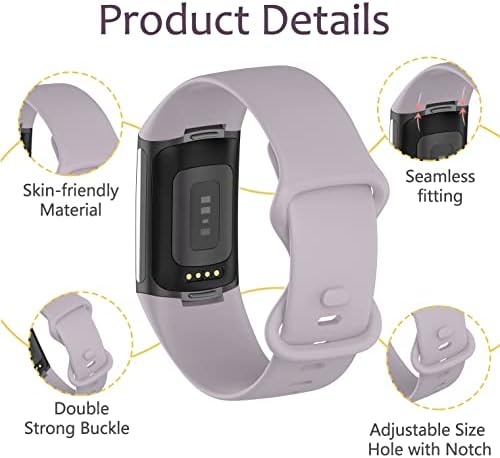 Pacote Sunnyson 8 compatível com Fitbit Charge 5 Bandas para homens homens, Silicone Silicone impermeável