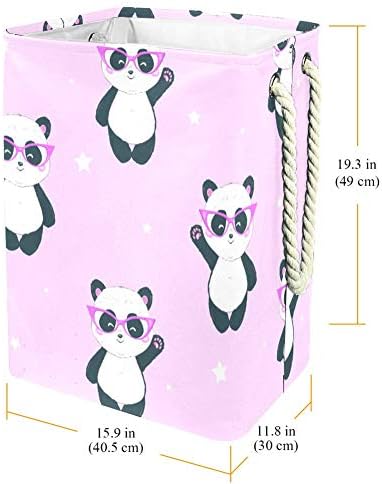 Deyya Pink Panda com copos de lavanderia cestas cestas altas douradas para crianças adultas meninos adolescentes