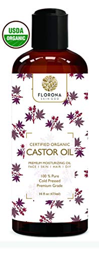 Óleo de Castor Florona USDA Organic - 16 fl oz para cuidados com o cabelo, cuidados com a pele, aromaterapia,