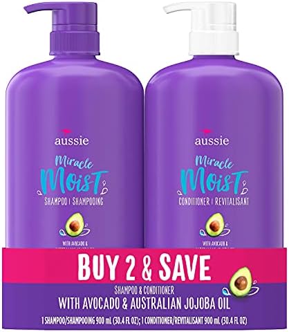 Aussie Miracle Moist Paraben Shampoo e condicionador livre