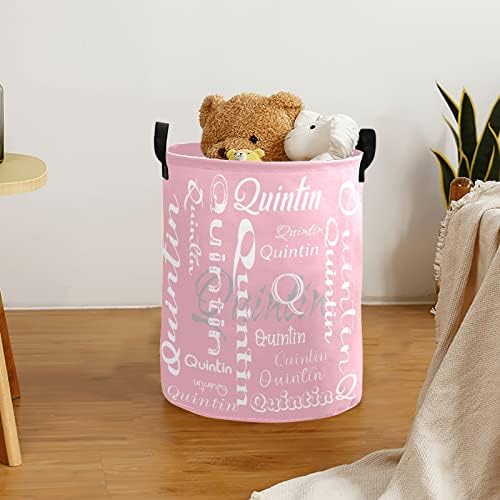 Nome de emenda personalizada Número de cesta de organizações domésticas brancas rosa cesto de roupa dobrável
