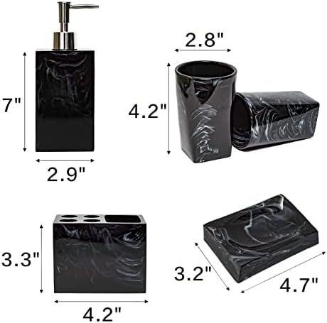 Conjunto de acessórios para o balcão de banheiro de 5 peças - Dispensador para sabão líquido ou loção,
