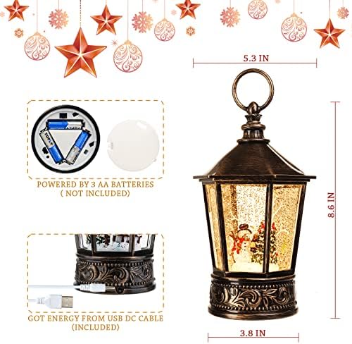 Lanterna de lanterna do globo de neve de Natal com música e boneco de neve de Natal ou lanternas de Natal