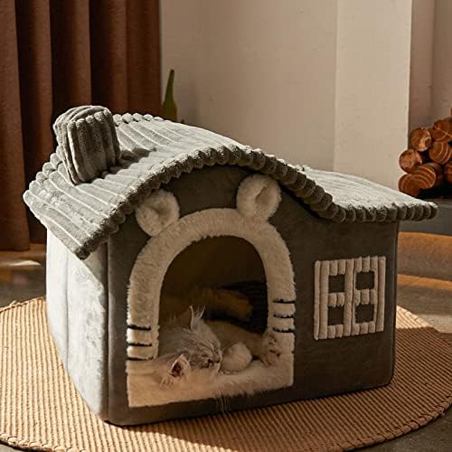 Jiupety Bear Cat House para gatos | Casa de gatos da chaminé para gatos internos | Espaço interior