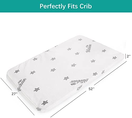 Colchão de berço Topper Memory Foam 2 polegadas e embalagem e topper de colchão para Graco & Baby Trend &