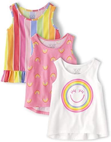The Children's Place Baby Toddler Girls Sleesess Tanks 3 pacote