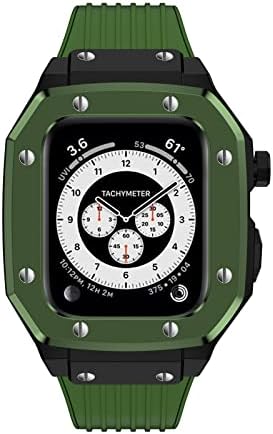Kavju para Apple Watch Band Case Series 8 45mm para Apple Watch Silicone Watch Band+Aço inoxidável