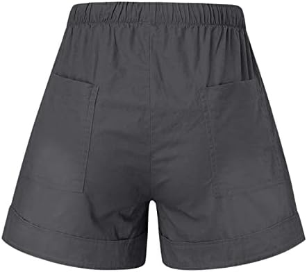 Shorts leves femininos de cintura elástica de cordão confortável shorts confortáveis ​​linho
