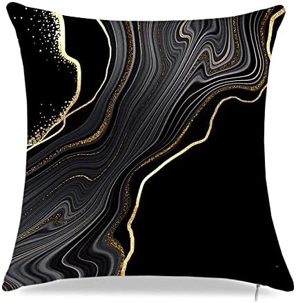 Capas de travesseiro preto, travesseiros de preto e dourado decorativos capas de 18 x 18, capas