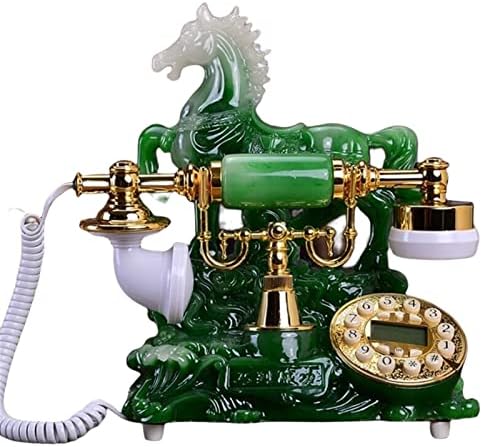 Gayouny Green Horse Telefone fixo botão de botão fixo Dial Telefone toque eletrônico para decoração em casa