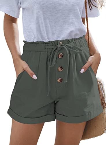 Shorts femininos de fekoafe 2023 grades de algodão de cintura alta do verão de verão para mulheres na moda
