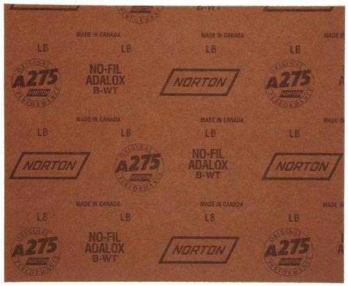 Norton A275 Folha abrasiva sem fila sem fila, apoio de papel, óxido de alumínio, impermeável, grão 800