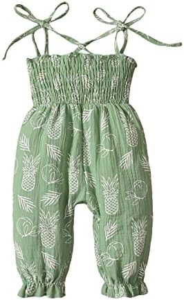Infantil Girls sem mangas Romper abacaxi suspensórios impressos de macacão roupas de macacão Meninas