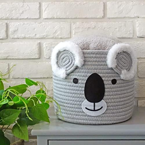 T&T Homewares Small Koala Basket para organizador de fraldas de bebês, cestas de lavanderia de bebês, armazenamento de berçário, organizador da sala de crianças, decoração de berçário da floresta, cesta de brinquedos de gato de cachorro