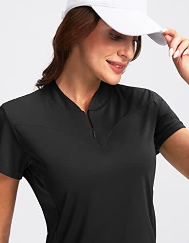 Santiny Women's Golf Shirt Zip Up Dri-Fit Sleeve Slave Polo Camisetas Upf50+ Tênis Tops de Golfe