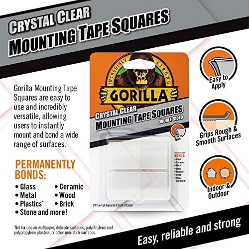 Gorilla 3044110 quadrados de fita de montagem, cristalino, pacote - 1