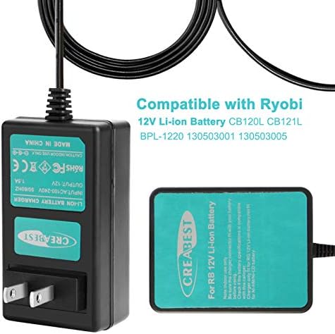 CreaBest 12V Cabilizador de bateria de lítio compatível com Ryobi CB120L CB121L BPL-1220 130503001