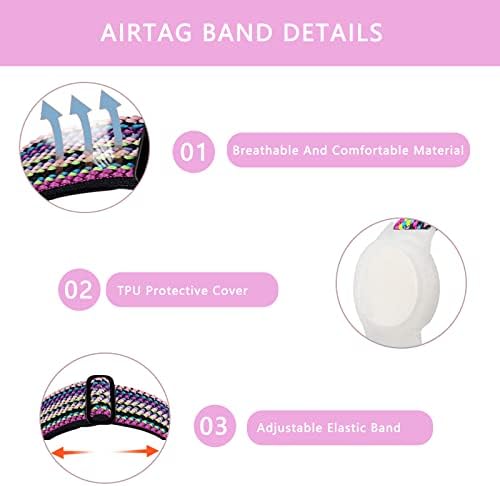 2 pacote de pacote Airtag Pulseira para crianças, pulseira de nylon para tag Apple Air Anti Lost