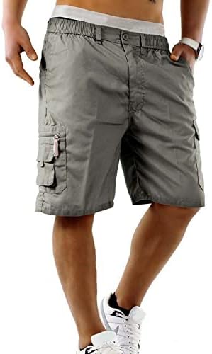 Masculino, shorts, carga casual masculina de cintura elástica curta clássica relaxada ajuste shorts de carga