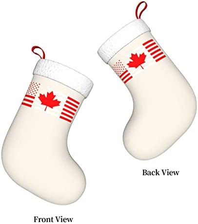 QG ZZX USA Canadá bandeira de Natal Meias de natal lareira Solping Meia pendurada de 18 polegadas decoração