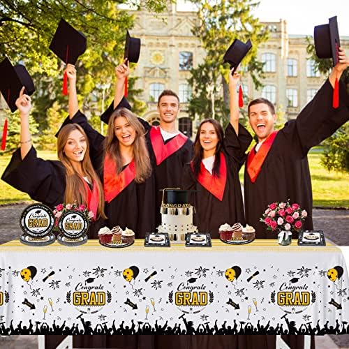 Placas de graduação de Cinowit e guardanapos de jantar descartáveis ​​conjuntos de louça serve 24 Conjunto