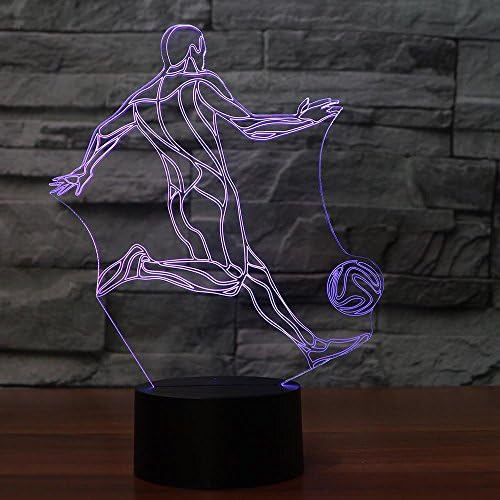 3D Kick Soccer Night Light Touch Touch Decor Decor mesa Lâmpadas de ilusão óptica 7 Luzes de cor de cor
