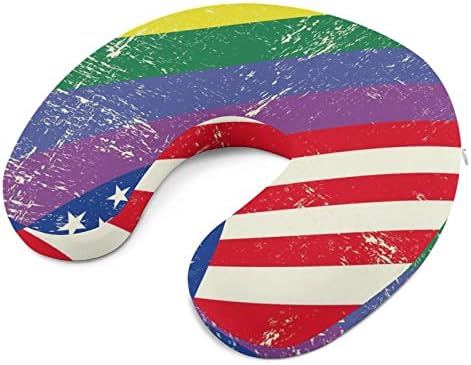 Bandeira gay mista com travesseiro de pescoço da American Flag Travel U Forma para o apoio de espuma de memória