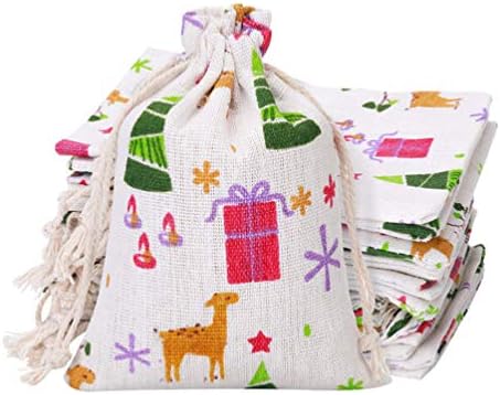 Bolsa de presente de Hemoton Santa 25pcs sacos de cordão de Natal bolsas de chocolate de natal saco de