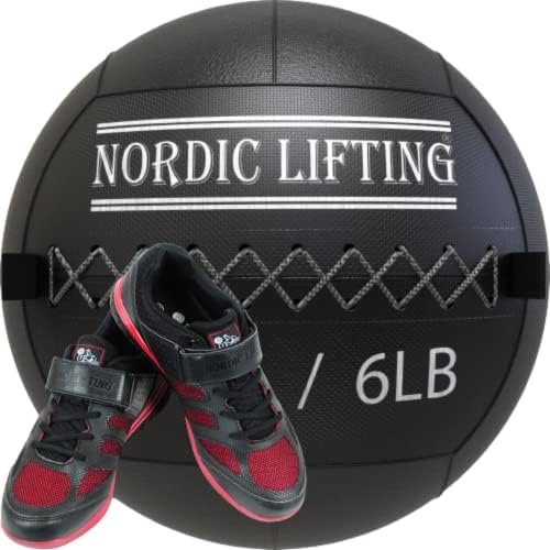 Bola de parede de elevação nórdica 6 lb pacote com sapatos Venja Tamanho 9.5 - Vermelho preto