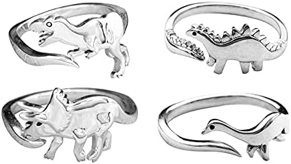 PingyongChang personalizado fofo dinossauro promessa anel de abertura anel ajustável Anel de