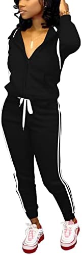 Nimsruc roupas de duas peças para mulheres casuais com capuz de maiúsculo comprimento de manga longa