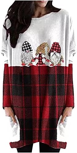 Camisas de Christmas Gnome para Mulheres Túdos de Tunica Longo Fit