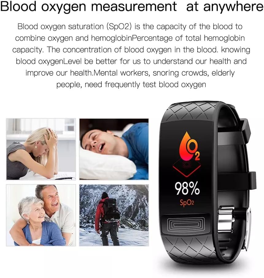 V3E Smart Bracelet, Medsarar 1,14 polegada Tela grande freqüência cardíaca saudável pressão arterial Blood Oxigênio