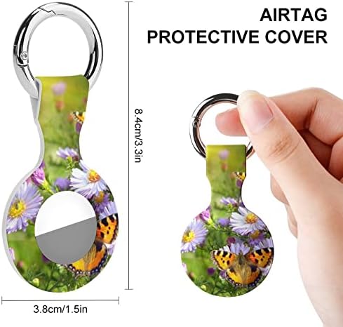 Pansies e capa de silicone impressa na borboleta para airtags com o chaveiro de proteção contra tags de